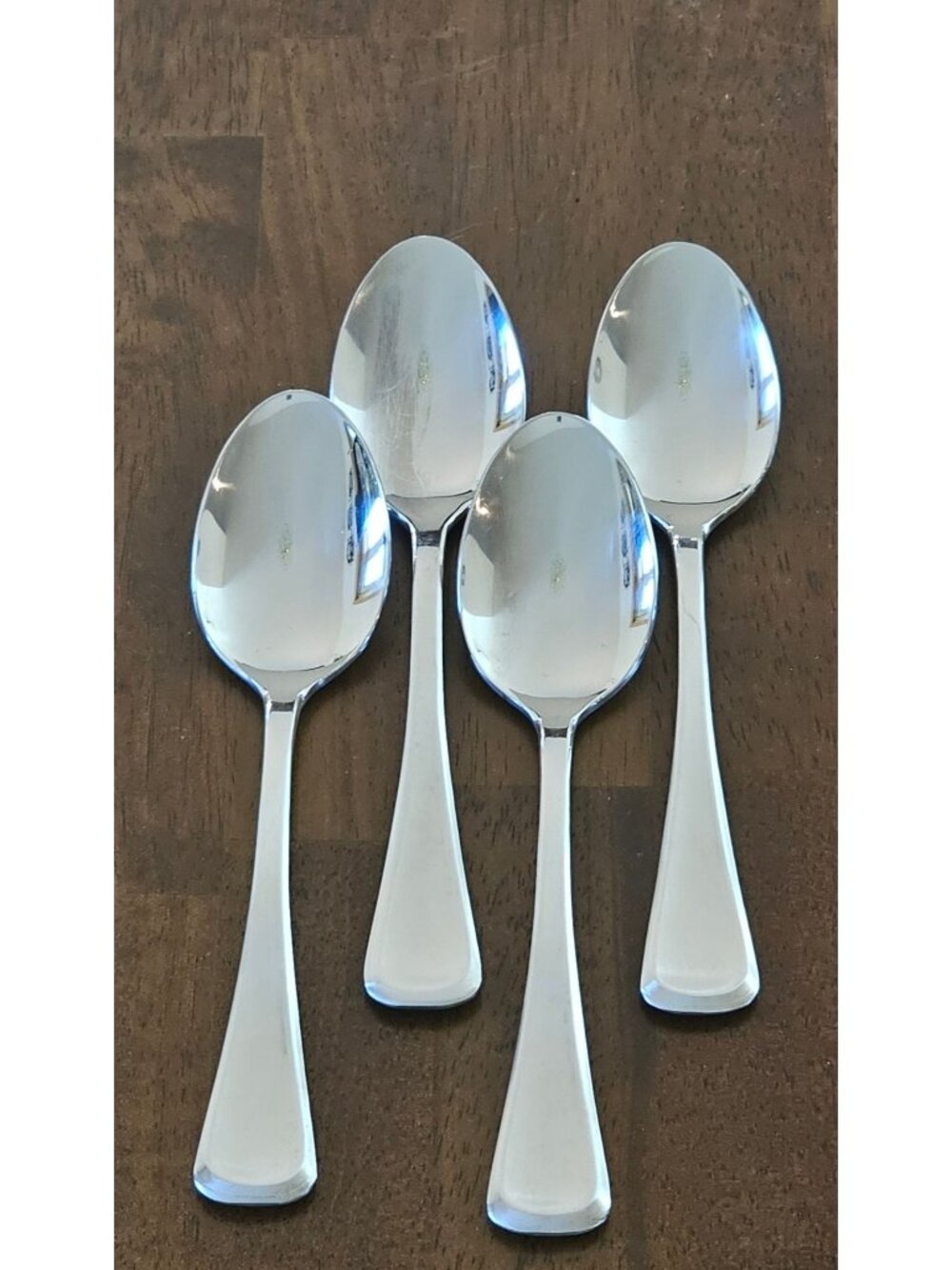4 Mikasa Cosmo Satin Soup Spoons 7.5" Stainless Steel frosted mid century modern